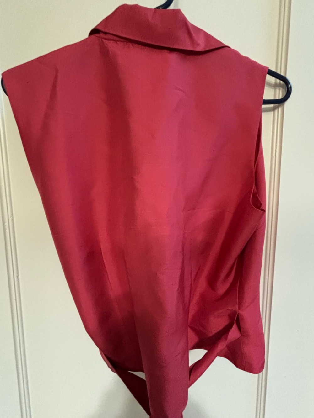 Ice Sleeveless Wrap Blouse in Rich Raspberry - Picture 3 of 7